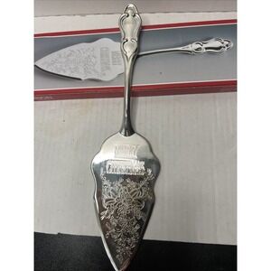 Silverplate Merry Christmas Pie Cake Server 11.5" Vintage 1990s Holiday In Box